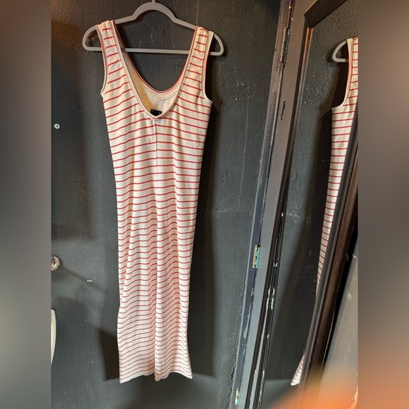 Anthropologie Dolan Tshirt Striped Sleeveless Maxi Dress - Orange and White - Picture 4 of 4